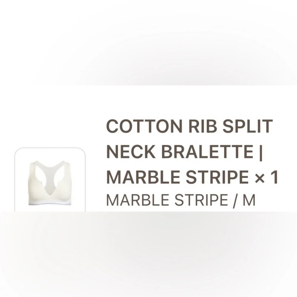 COTTON RIB SPLIT NECK BRALETTE 
MARBLE STRIPE / M - Picture 6 of 7